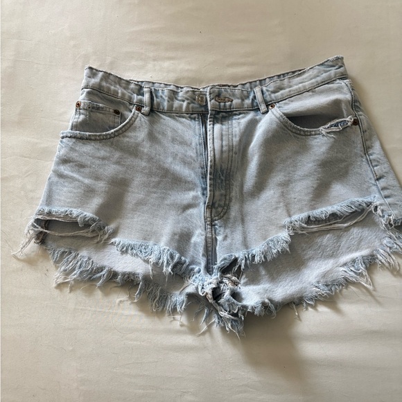 Zara Pants - Zara Blue Jean Shorts with Distressed Frayed Hem